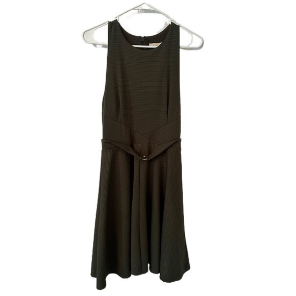Hutch Sleeveless Fit & Flare Belted Dress in‎ Olive Green Size Medium - Picture 1 of 4